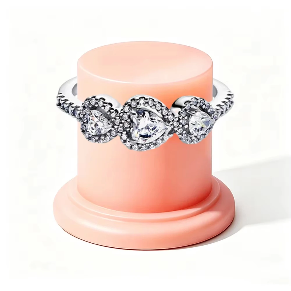 Women's 925 Silver Three-Leaf Clover Heart Flower Ring